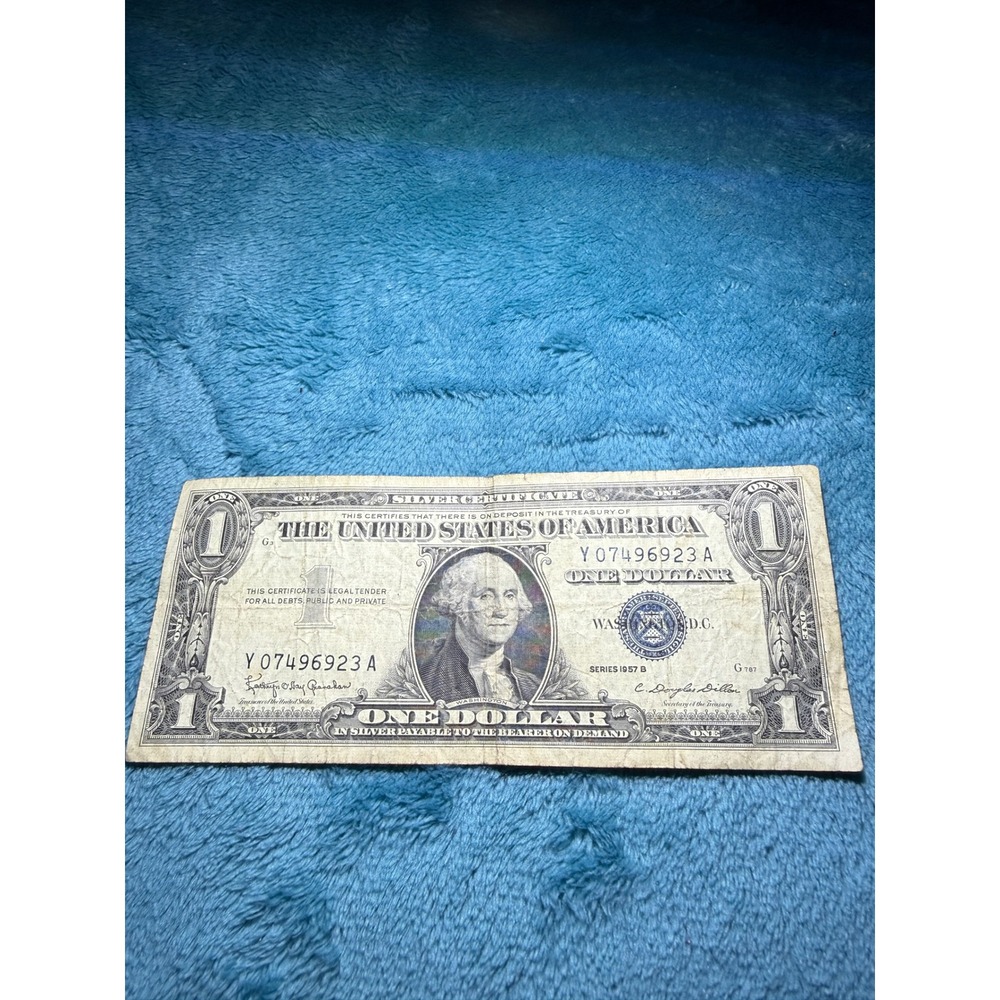 1957 B Series One Dollar Silver Certificate Blue Seal Vintage US‎
